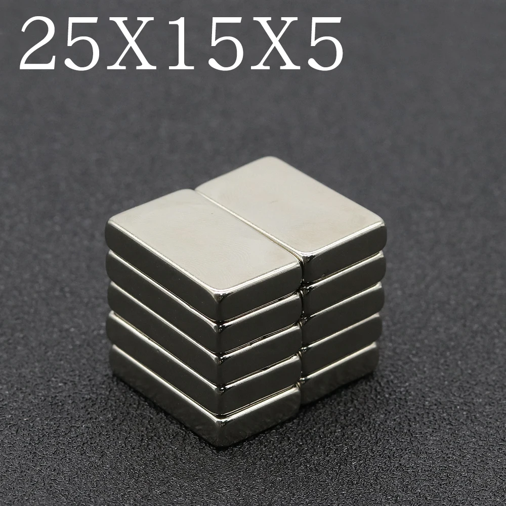 2/5/10/20/50Pcs 25x15x5 Neodymium Magnet 25mm x 15mm x 5mm N35 NdFeB Block Super Powerful Strong Permanent Magnetic imane