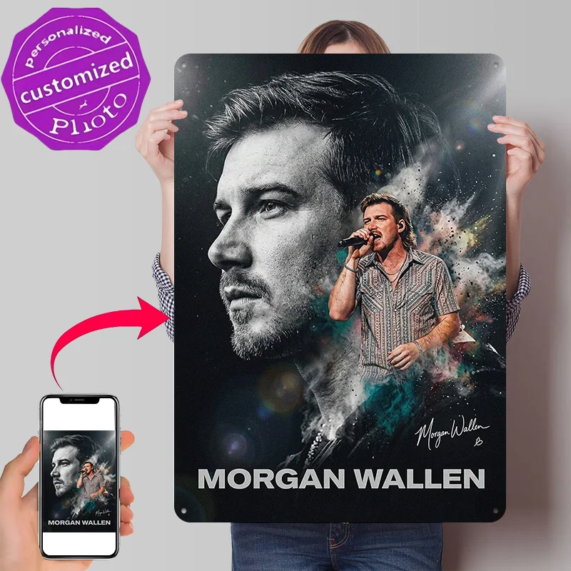 Morgan Wallen Concert 3D Texture Metal Poster Customized Wall Art Tin Sign Gift for Mancave Bedroom Decoration Room Funny Signs