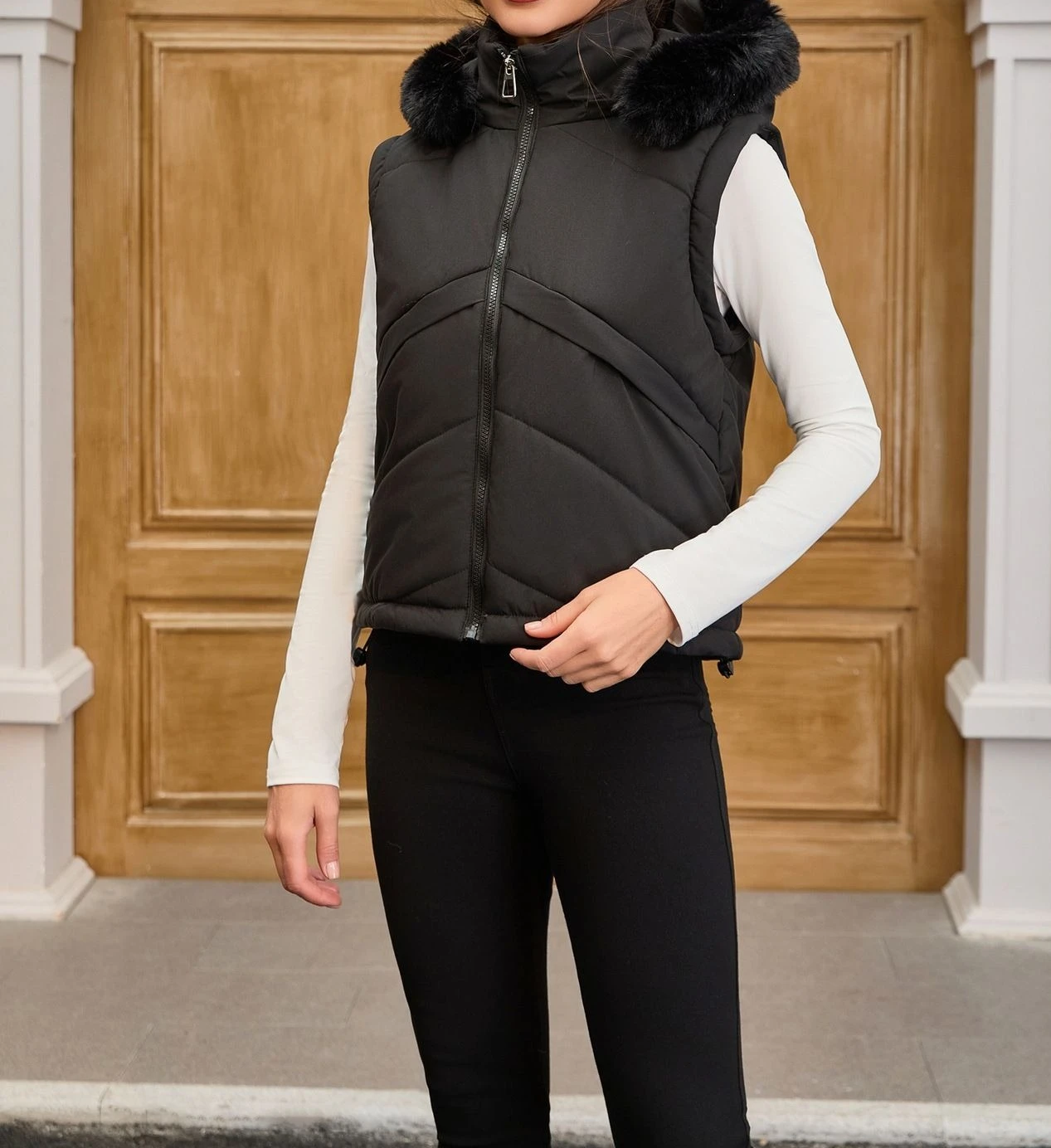 25. Nowy Styl Modowy Dwustronny, Ocieplany, Odporny na Zimno Płaszcz Bawełniany z Kapturem