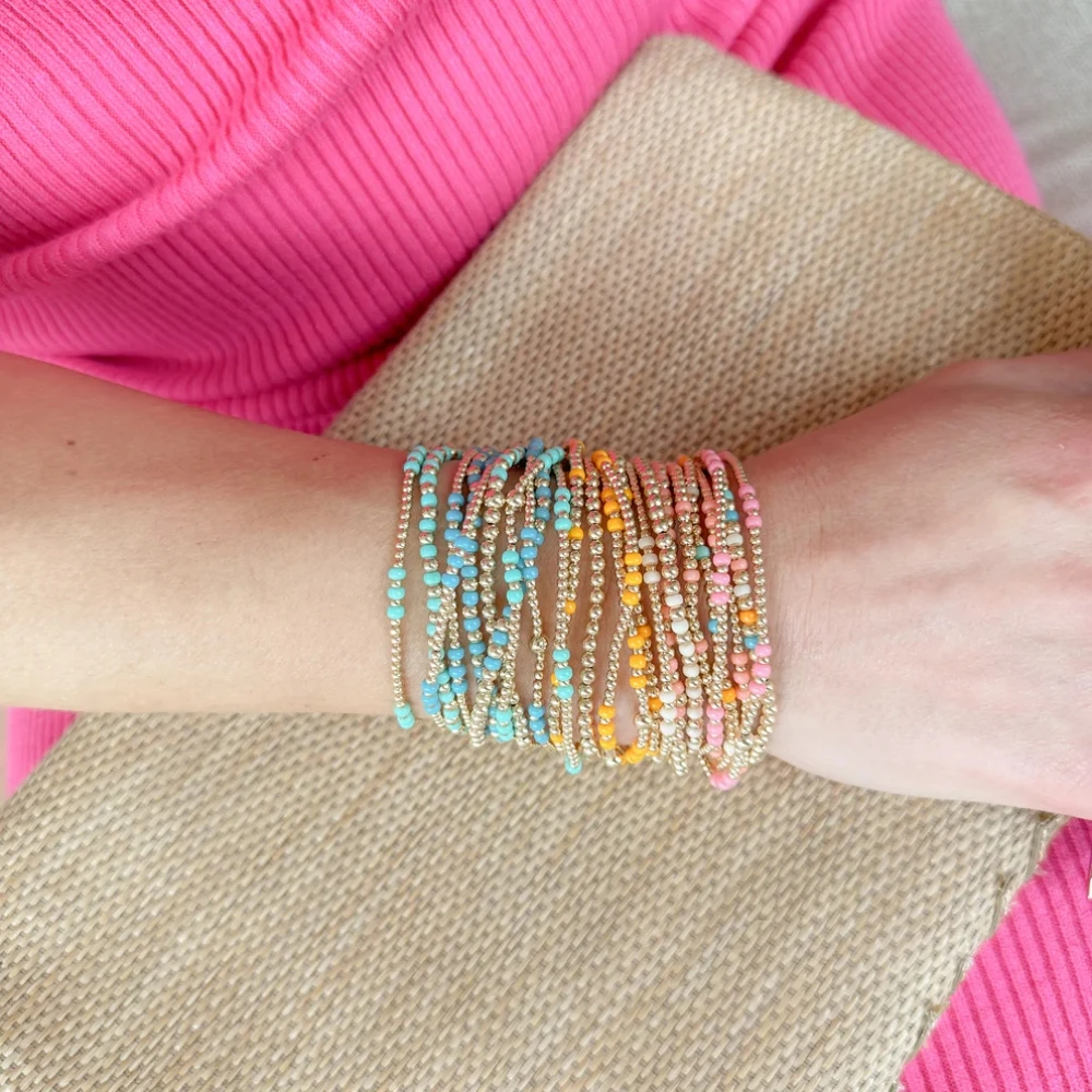 Vlen Perlenarmband für Frauen, Geschenk, mehrfarbige Glasperlen, Schmuck, 18 Karat vergoldet, Pulseras, Boho-Sommer-Stapelarmbänder – Detail 3