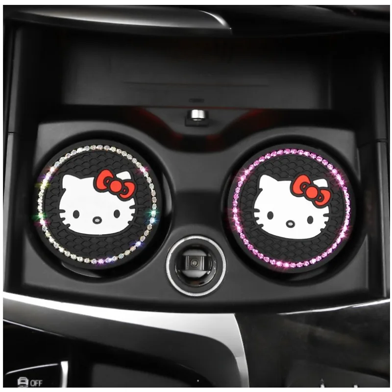 2 pezzi Hello Kitty sottobicchiere per auto per veicolo simpatico cartone animato antiscivolo portabicchieri decorazione accessori interni per auto