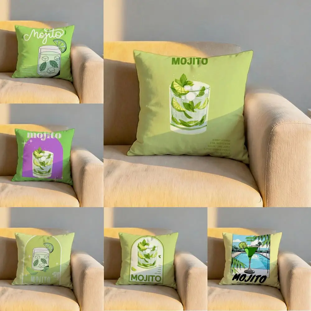 Mojito Cocktail Art Cushion Cover Soft Reversible & Durable Pillow Cover – Multi-Scene Use for Home & Car Daily Comfort