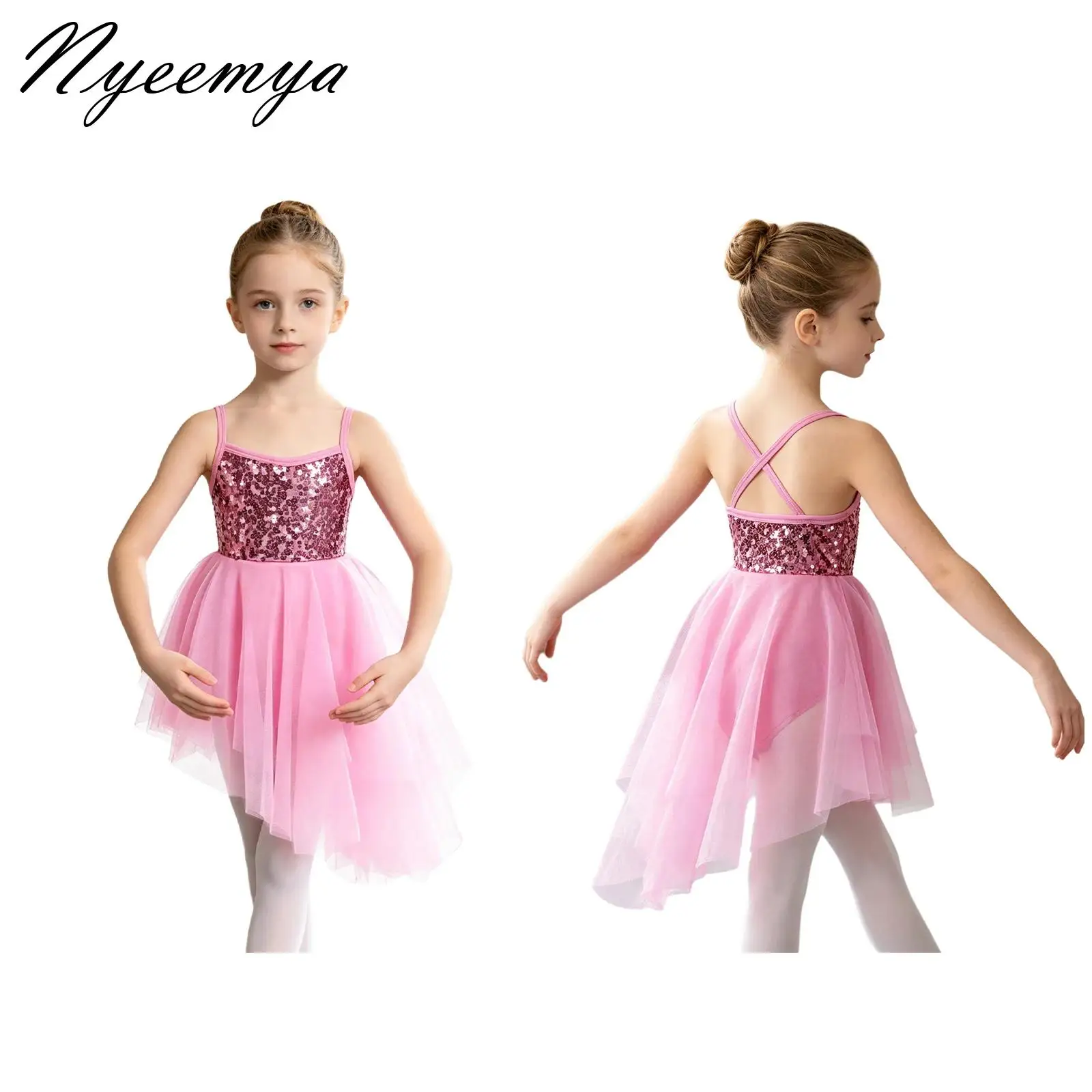 

Ballet Dress Dance Dress Tutu Dress for Girls Kids Children Sleeveless Tulle Dance Wear Sequins Gymnastics Leotard Costumes