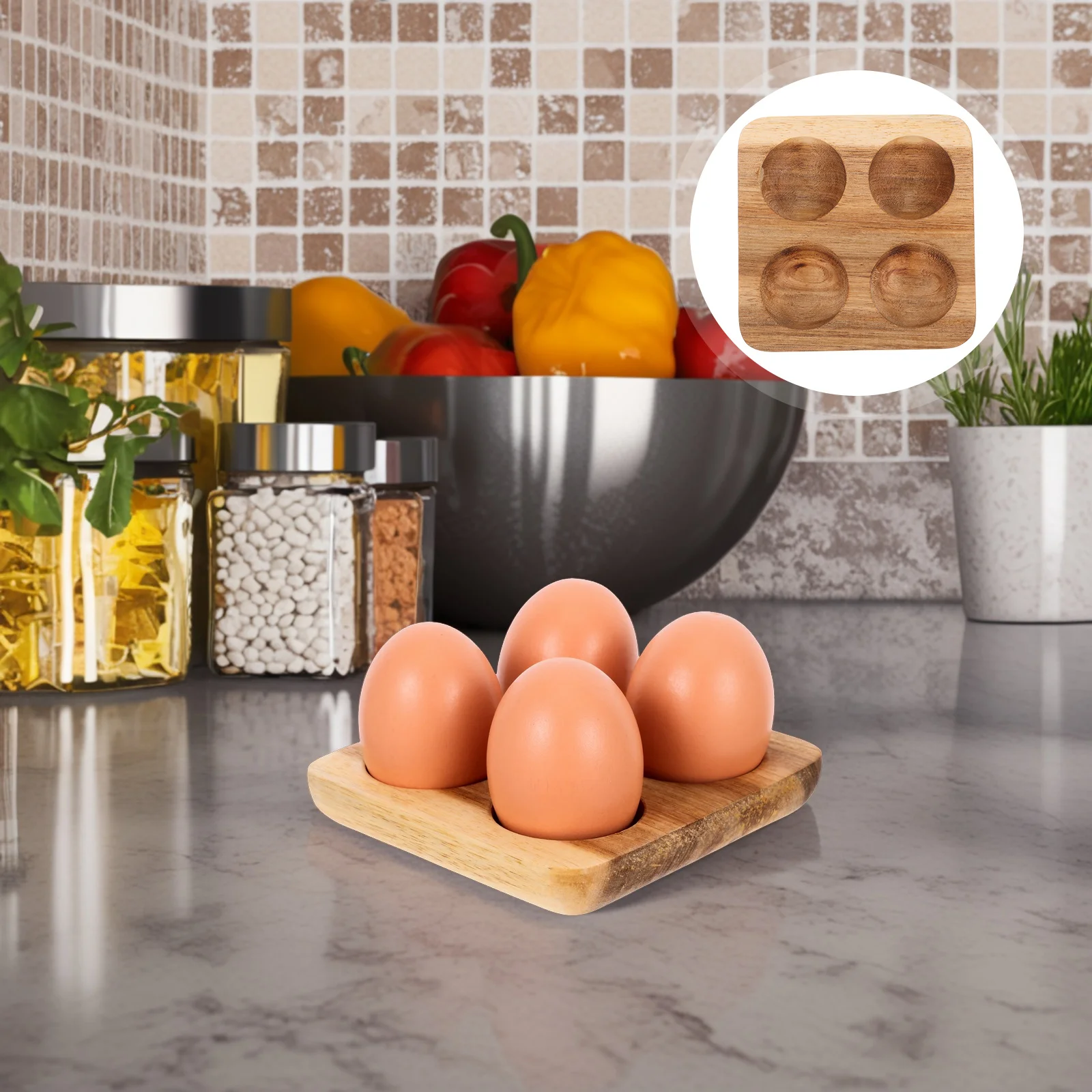 

Chicken Egg Holder Wooden Tray 4 Slots Display Plate Kitchen Refrigerator Countertop Storage Organizer Rack Penguin Egg Holder