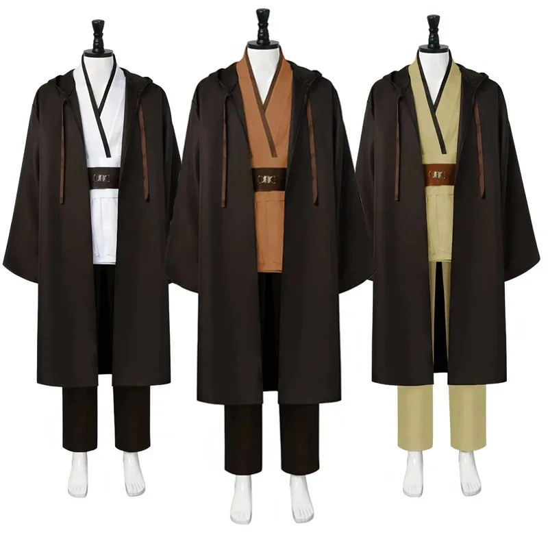 

Men's Halloween Jedi cosplay costume adults Obi-Wan Kenobi tunic hooded robe outfits Halloween cosplay uniform full set