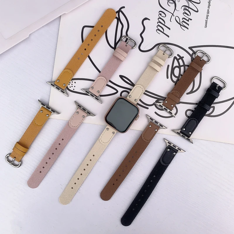 Slim Strap For Apple Watch Ultra 2 Band 49mm 45mm 44mm 42mm 40mm 41mm 38mm Nylon bracelet correa iwatch series 9 8 7 6 5 4 3 SE