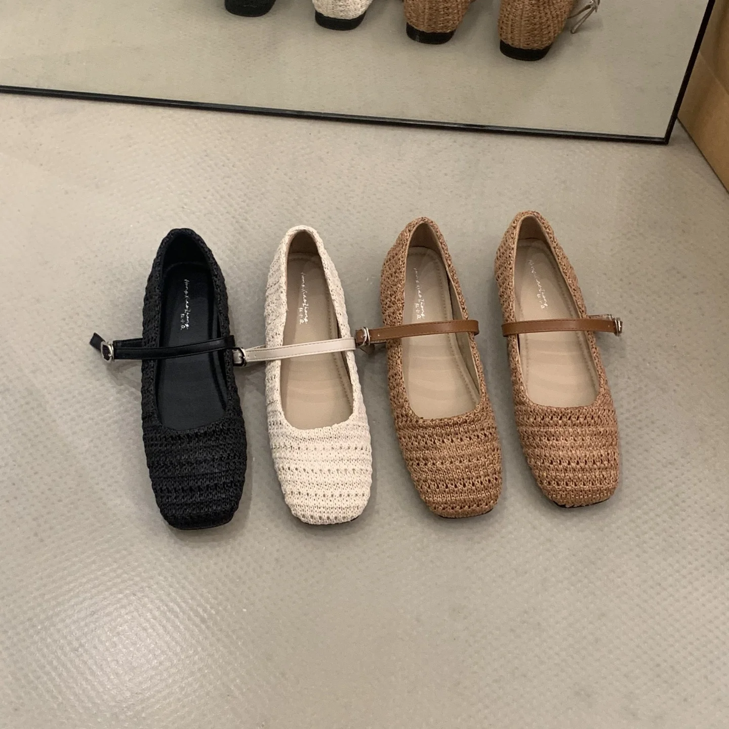 خط واحد مشبك شقة وحيد أحذية عمل للنساء أسود لينة وحيد لينة التنقل العمل أحذية من الجلد الفم الضحلة حذا فردي للسيدات #3