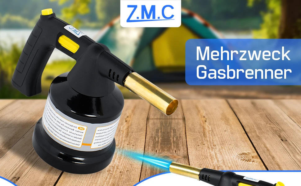 Z.M.C Gasbrenner 1,3 kW bis 1350°C mit Piezo-Zündung | Flambierbrenner & Lötbrenner mit einstellbarer Flamme, + optionale Kartuschen – Detail 2