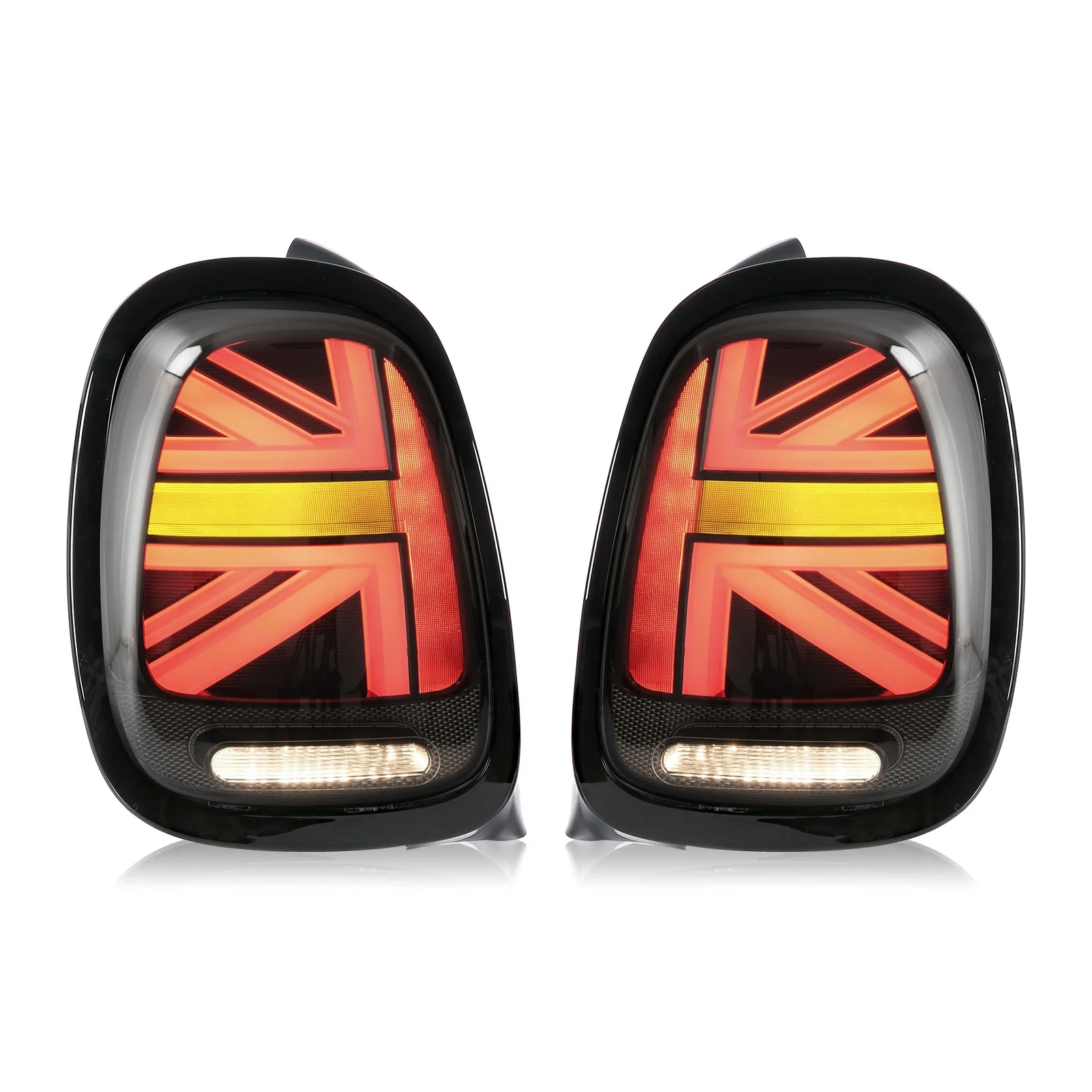 VLAND Full LED JCW Union Jack Tail Lights Lamp Assembly Red Lens Fit For MINI Cooper F55 F56 F57 2014-2020