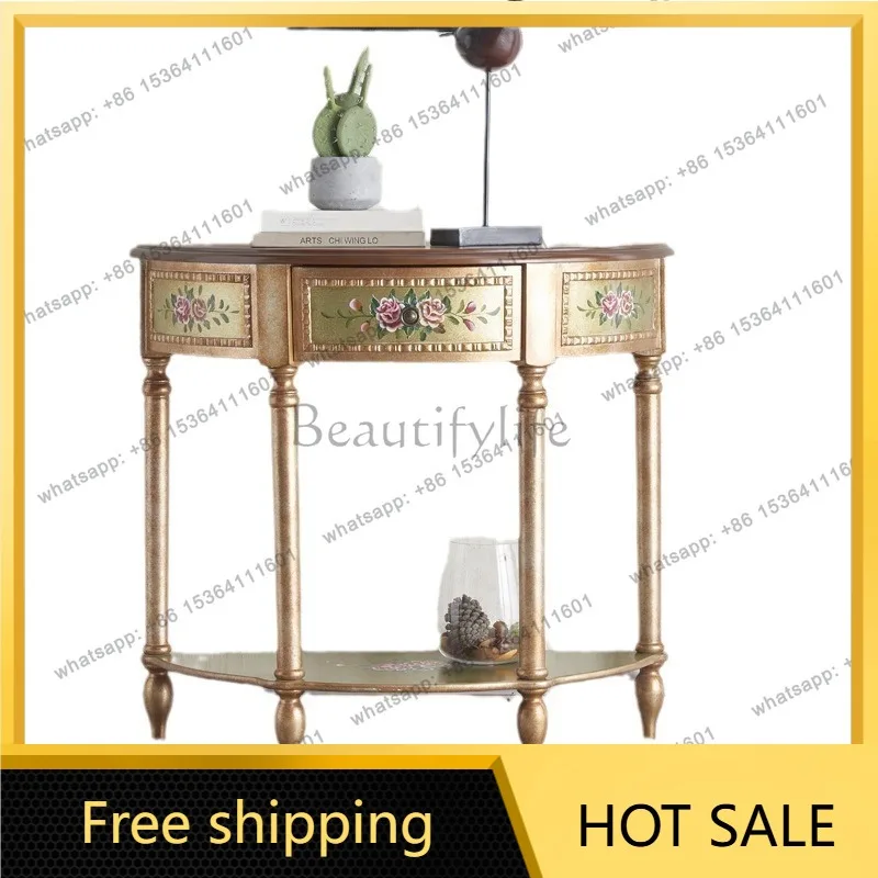 Zj. American country foyer entrance table retro painted pastoral decorative cabinet