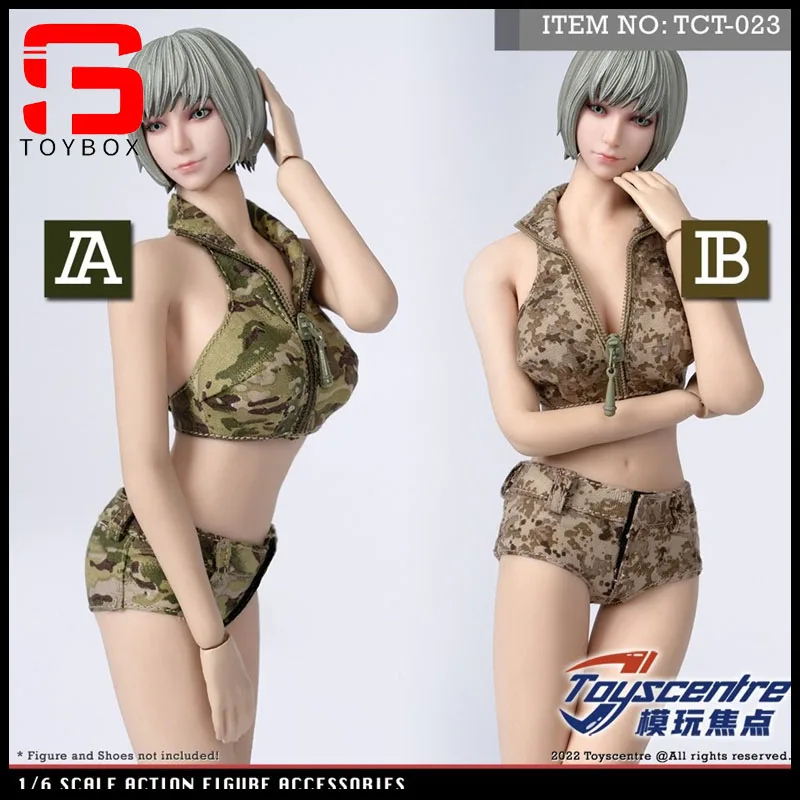 ToysCentre TCT-023 1/6 Female Camouflage Vest Short Pants Soldier Camo Clothes Set Model Fit 12-inch Action Figure Body