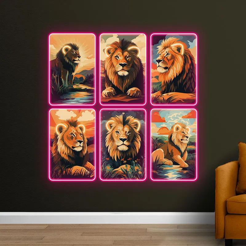 Lion Custom Neon Sign, Lion Pictures Led Light, Home Wall Decor Lion Neon Art, Birthday Gift for Lion Lovers, Room Wall Hanging