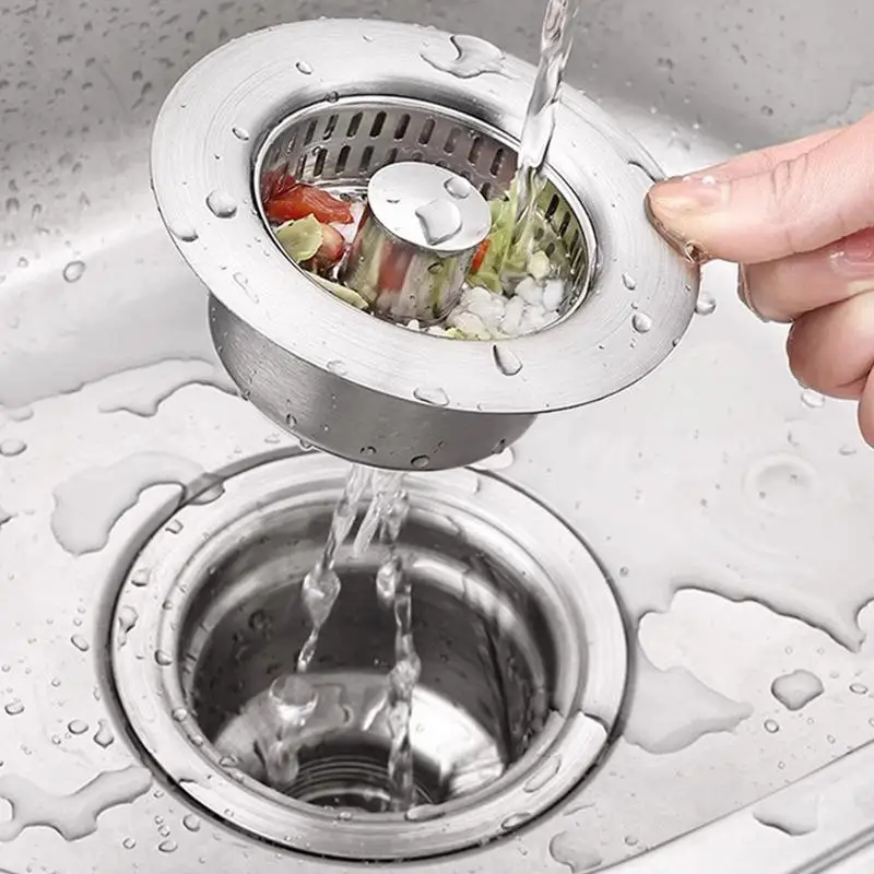 Pop Up Sink Drain Strainer Pop Up Stainless Steel Drain Strainer Multipurpose Portable Sink Drain Basket Household Sink Stopper