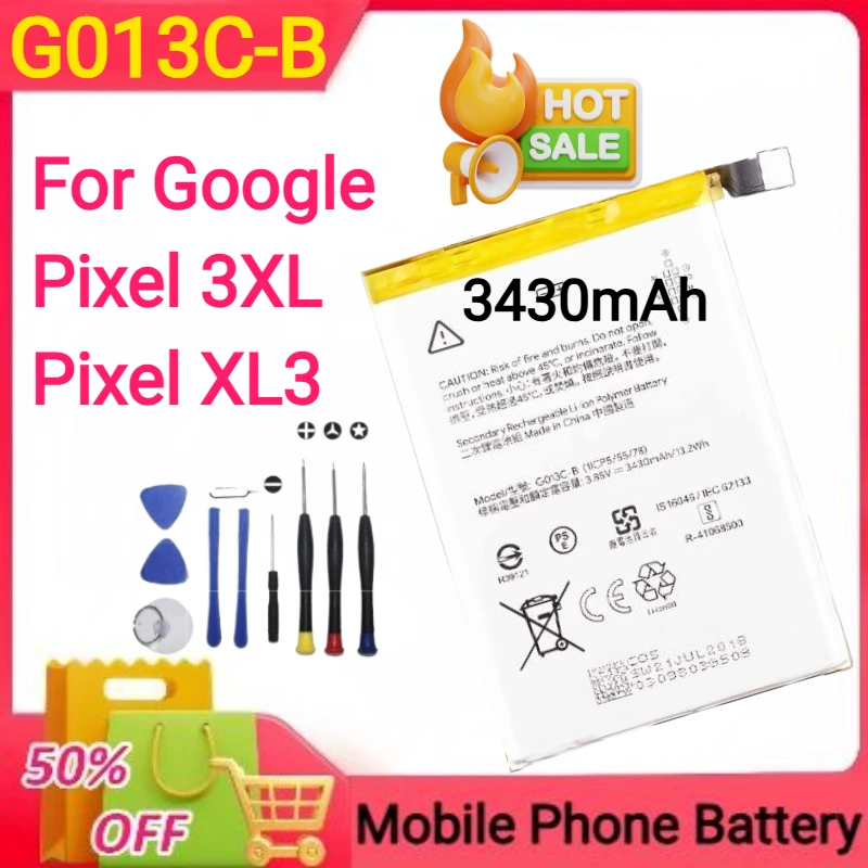 

New G013C-B 3430mAh Replacement Battery For Google Pixel 3XL Pixel XL3 Mobile Phone Batteries+Tools