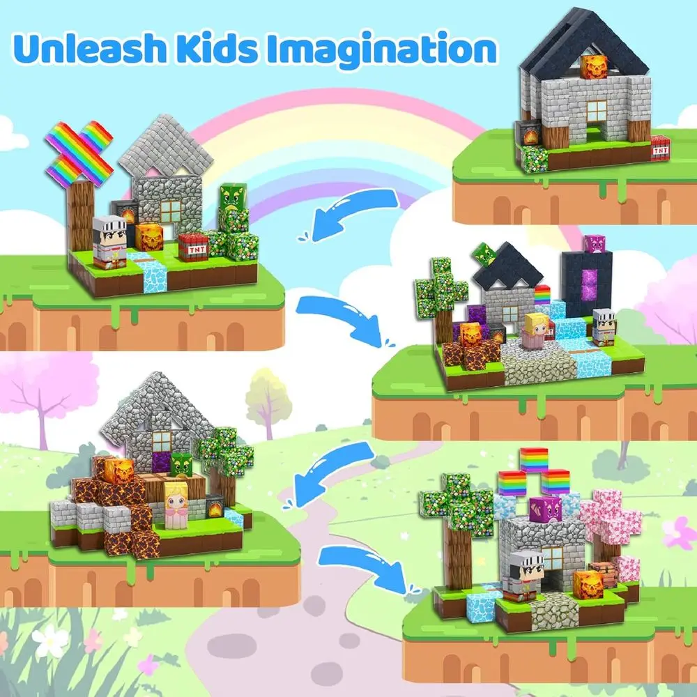 Magnetyczne klocki edukacyjne STEM dla dzieci w wieku 3-12 lat, zabawki magnetyczne sensoryczne dla chłopców i dziewcząt