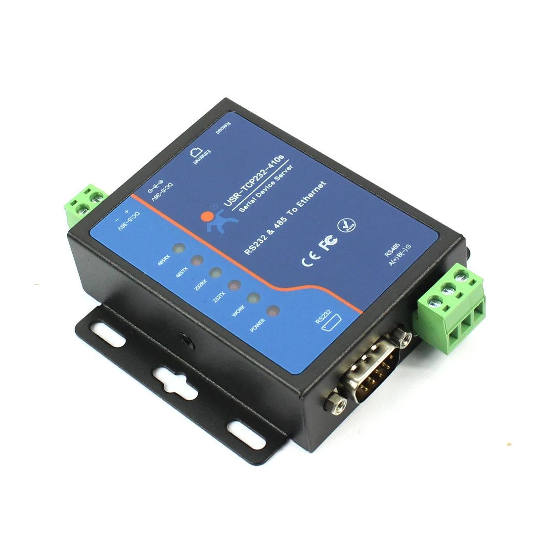 

USR-TCP232-410S Industrial RS232 RS485 to TCP IP Modbus Serial to Ethernet Converter RTU to TCP Server Terminal Power Supply