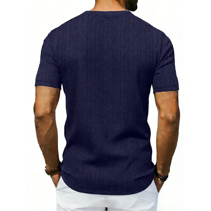 Grenzüberschreitendes, lockeres, atmungsaktives Herren-Sommer-T-Shirt aus Bambus, lässiges Hawaii-Strand-T-Shirt mit V-Ausschnitt und kurzen Ärmeln – Detail 40