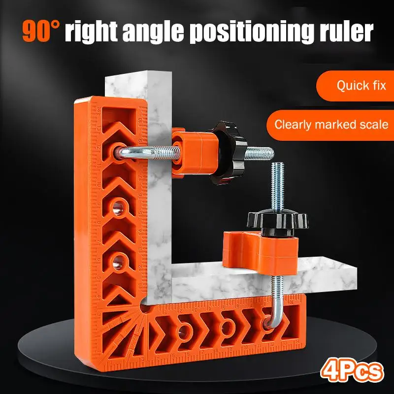 4Pcs Woodworking Holder Marking Ruler Tools Auxiliary Locator 3in 90 Degree Right Angle Positioning Ruler L Fixing Clamp