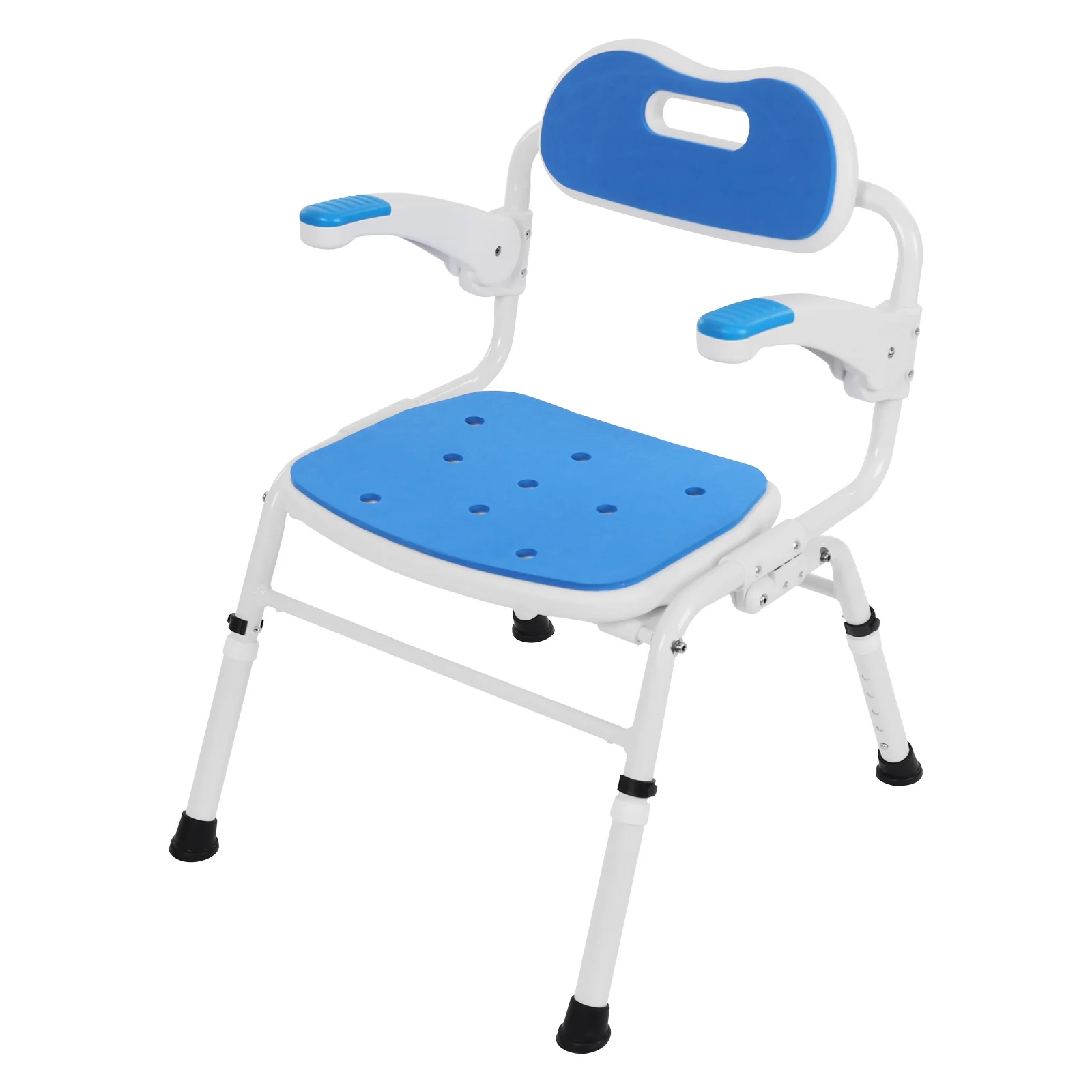 

(Clearance Sale!) Folding Shower Chair 125kg Capacity Bath Seat for Elderly & Disabled Shower Stool Bathroom Chair Non-Slip Legs with Armrests and Back