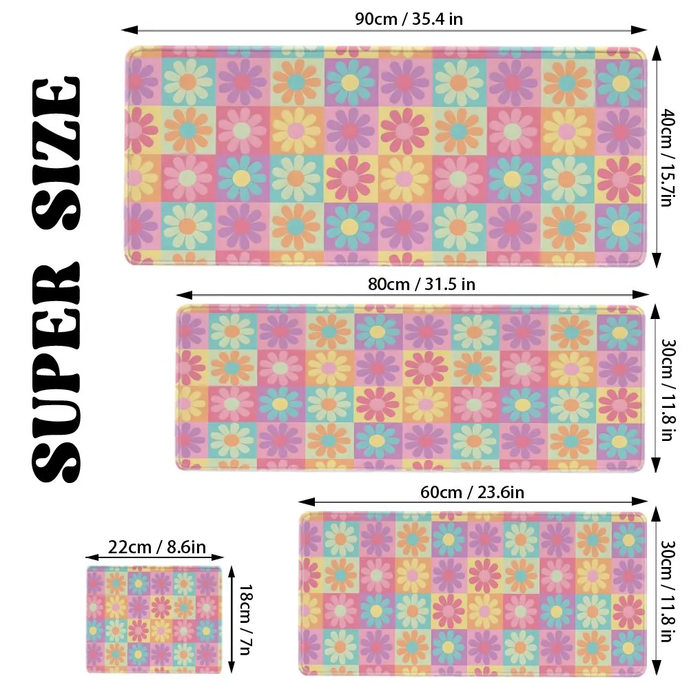 Daisy Flower Pattern Extended Gaming Mouse Pad Rubber Non-Slip Desk Mat for Office Computer