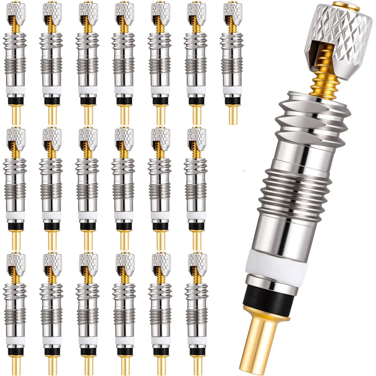 AA25 20Pcs Professional Brass Presta Valve Core & Stem - Leak-Proof Valve Cores Universal for Tubeless Road/ Bike Tires