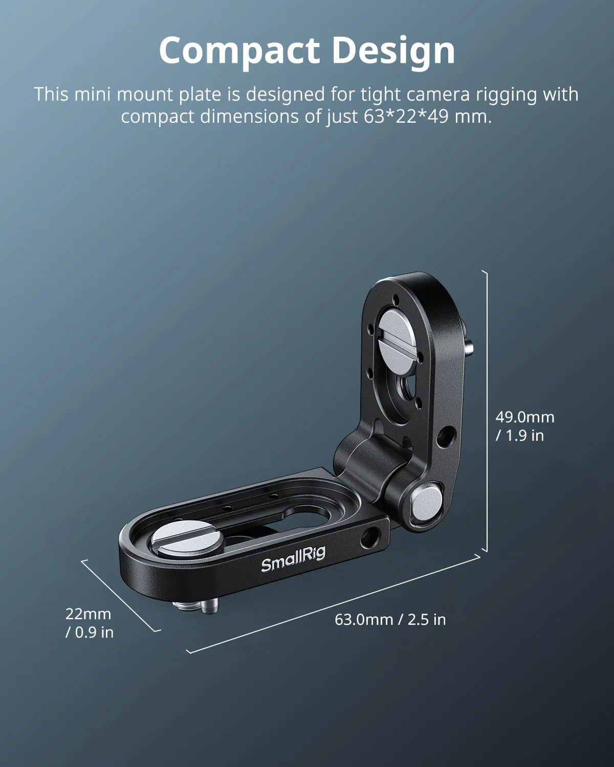 SmallRig Składana mini płyta mocująca w kształcie litery L - do nadajników, monitorów, regulacja kąta, pasuje do gwintów 1/4-20 i 3/8-16 - MD5712 — zdjęcie produktu 2