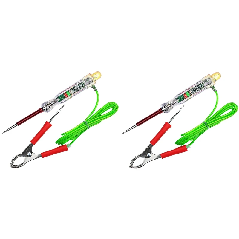 4X Automotive LED Circuit Tester 6-24V Test Light With Dual Probes 47 Inch Antifreeze Wire Alligator Clip For Testing