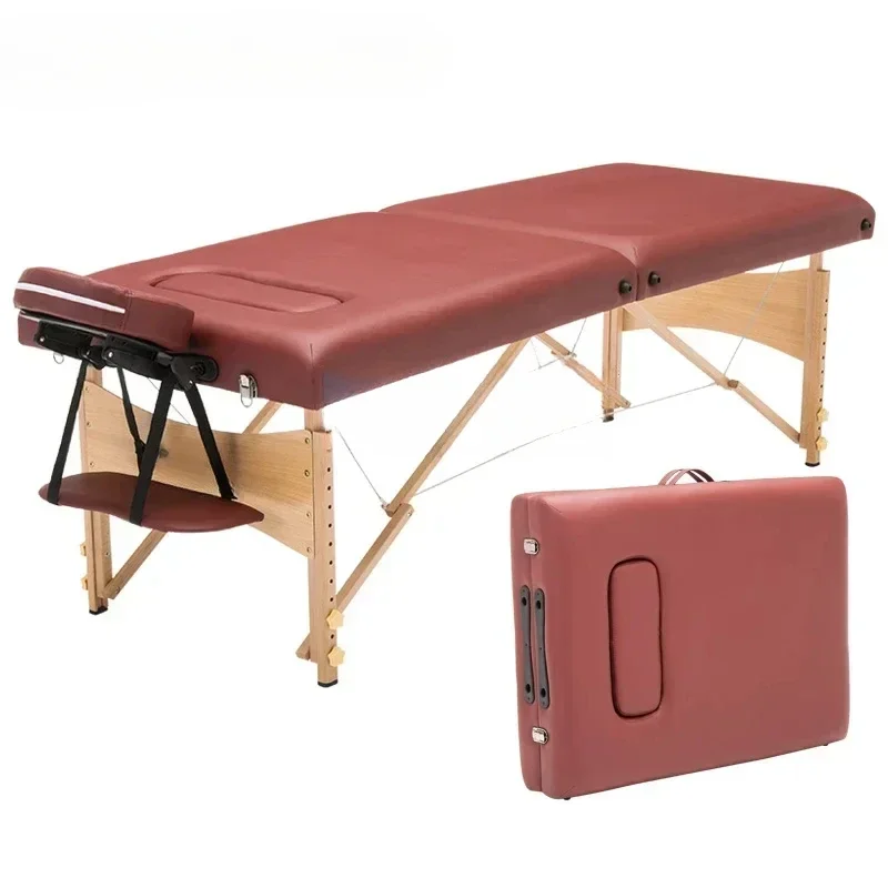 

xxqFacial Bed Folding Massage Bed Portable Solid Wood with Hole Tattoo Embroidery