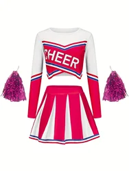 Cheerleading Rose red Skirt set Cute Sports Children's Pom-poms Performance Girls cheerleader uniform Back To School Season