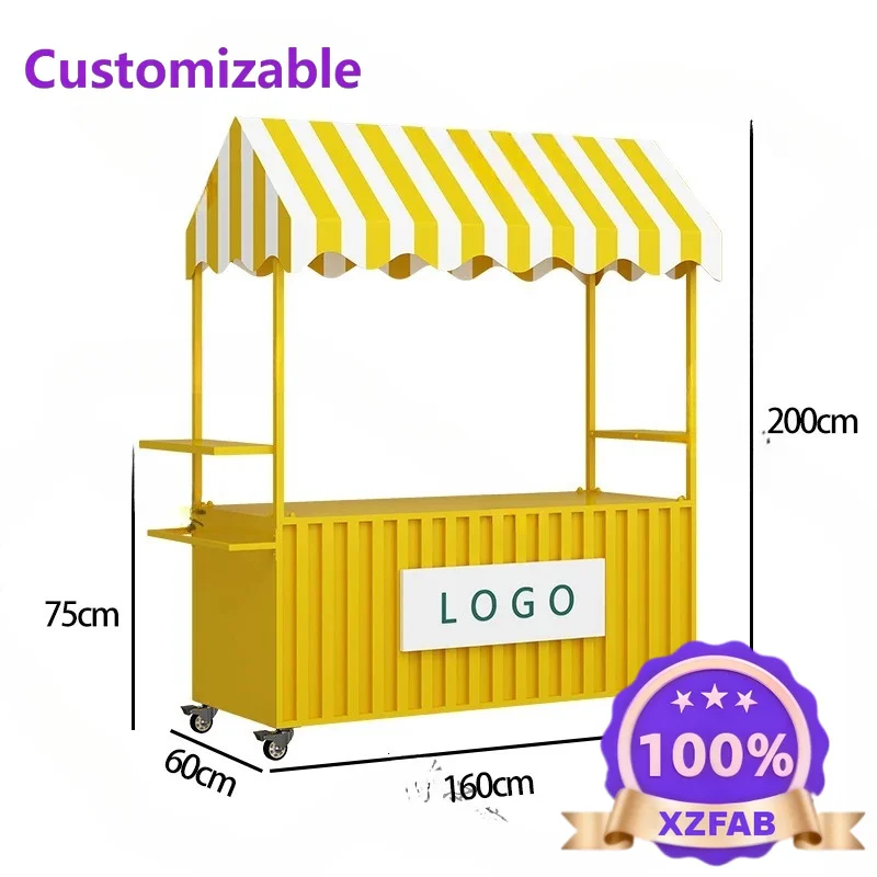 Factory Direct 2026 Internet celebrity wrought iron flower car Outdoor market stall car Snack car Night market stall trolley Mob