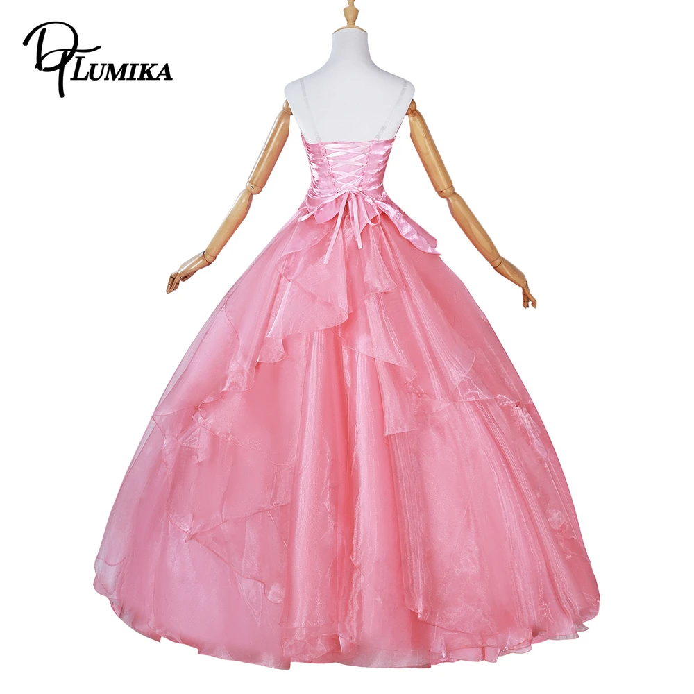 DTLumika Womens Cos Maxi Gown Strapless Pink A Line Party Prom Dresses Princess Birthday Party Dresses with Actual Pictures