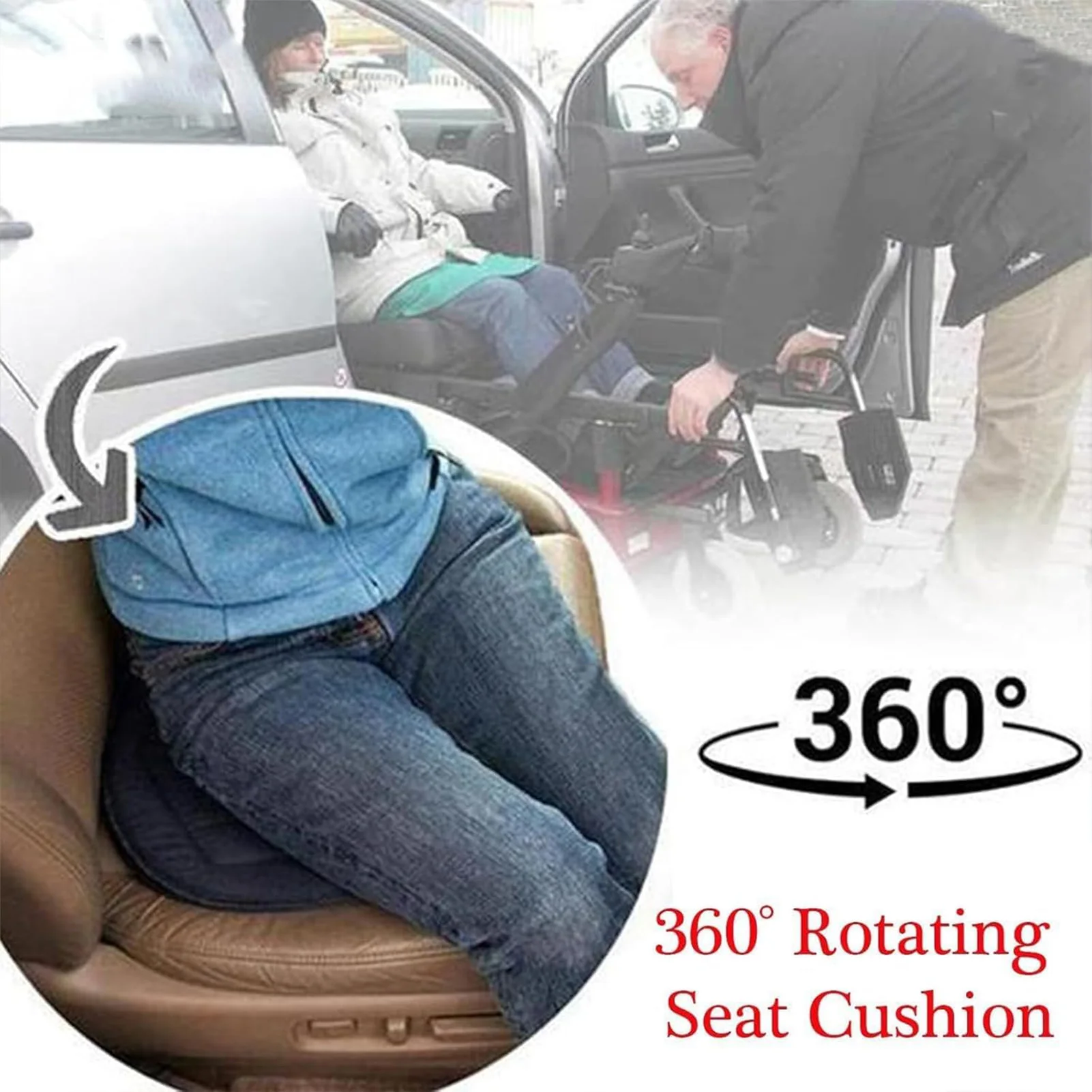 360 Degree Rotation Cushion Portable Rotating Memory Foam Car Seat Pad for Friend Family Neighbors Gift