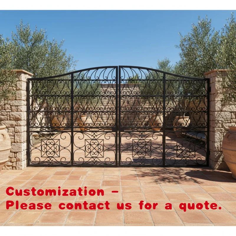 

custom.Modern Wrought Iron Main Gate Design House Driveway Iron Gate Exterior Garden Iron Sliding Gate with Opene