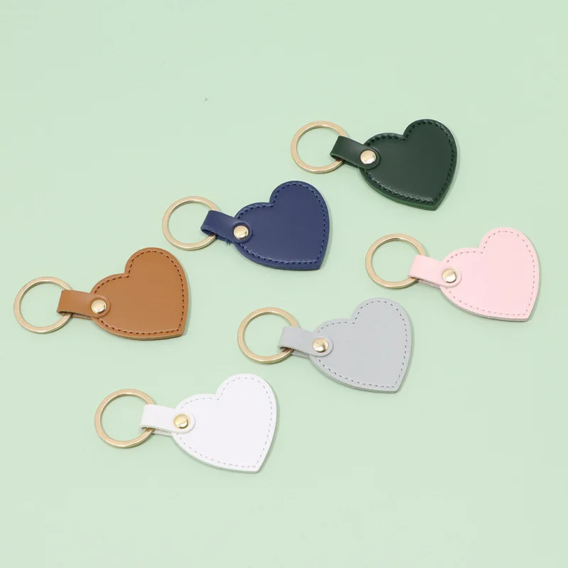 New 6 Colors Heart-shaped PU Leather Key Chains for Women Cute Heart Keyring Accessories Handbag Decoration Car Keychain