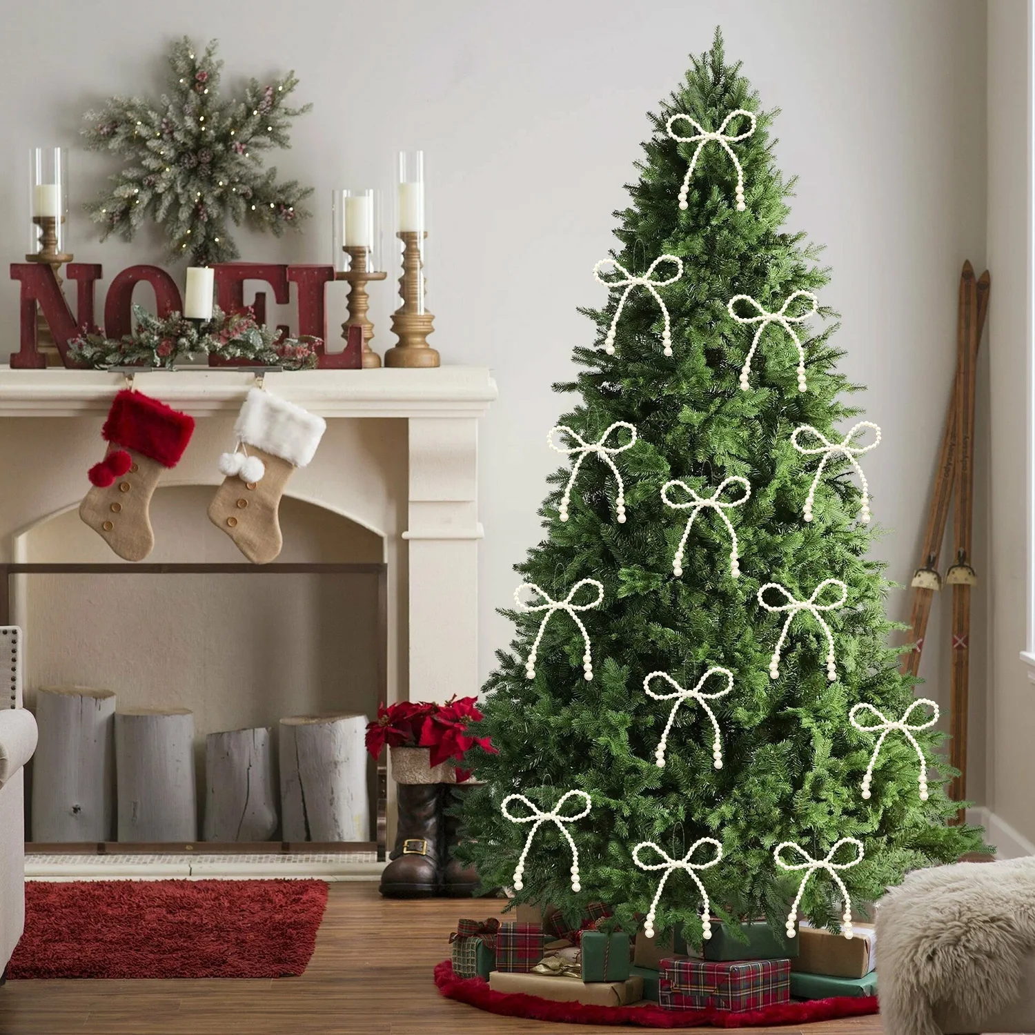 12/24/36 قطعة المنسوجة يدويا تقليد اللؤلؤ القوس باقة اللؤلؤ عيد الميلاد الديكور 2025 عيد الميلاد عطلة نافيداد ناتال السنة الجديدة هدية 2026