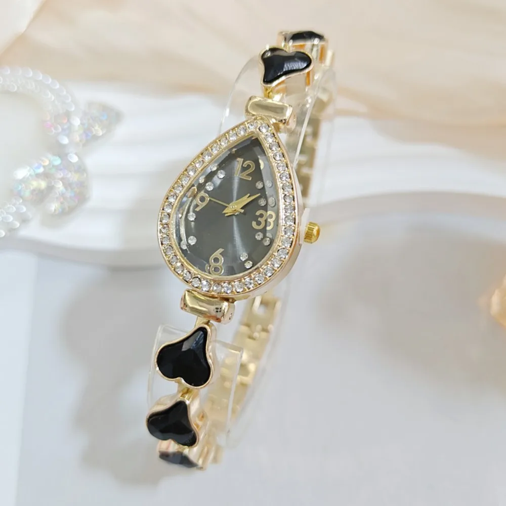 Alloy Heart Bracelet Watch Waterdrop Shaped Case Fashion Accessory Heart Wristwatch Shiny Women's Quartz Watch Fashion Wear
