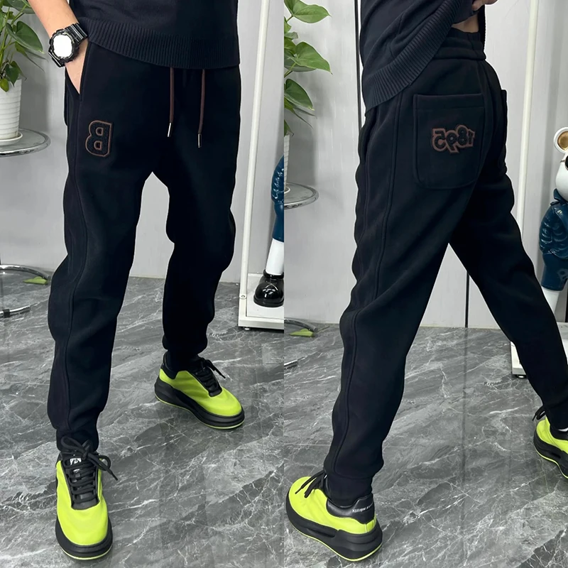 

Мужские спортивные брюки Fce с подкладкой в стиле Харадзюку, повседневные, осенне-зимние, облегающие, с вышивкой, с манжетами, универсальные...