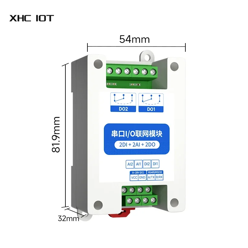 RS485 2DI+2AI+2DO ModBus RTU I/O Network Modules MA01-AACX2220 with Serial Port for PLC/Touch Display 2 Switch Output Watchdog