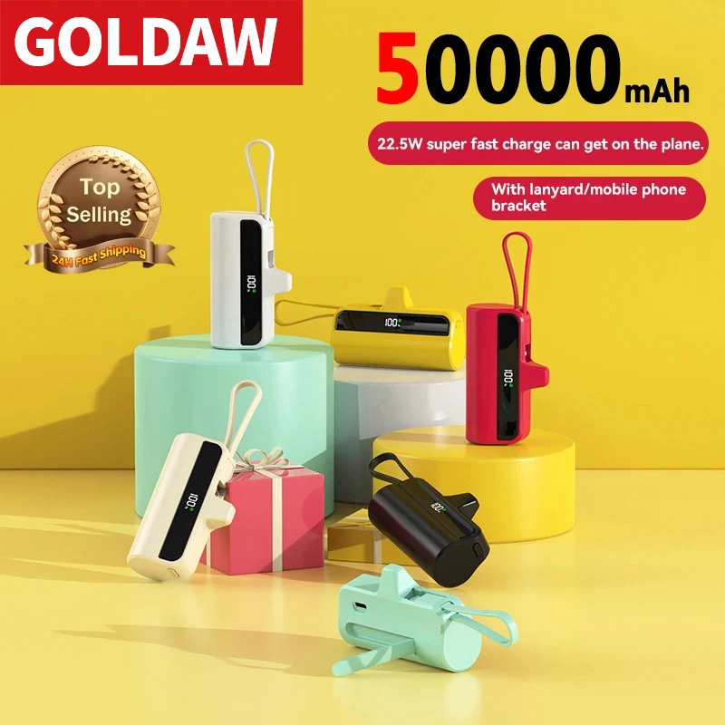 

50000mAh Capsule Power Bank Mini Portable Pocket Power Bank 30000mAh with Stand for iPhone Samsung Xiaomi Android Fast Shipping