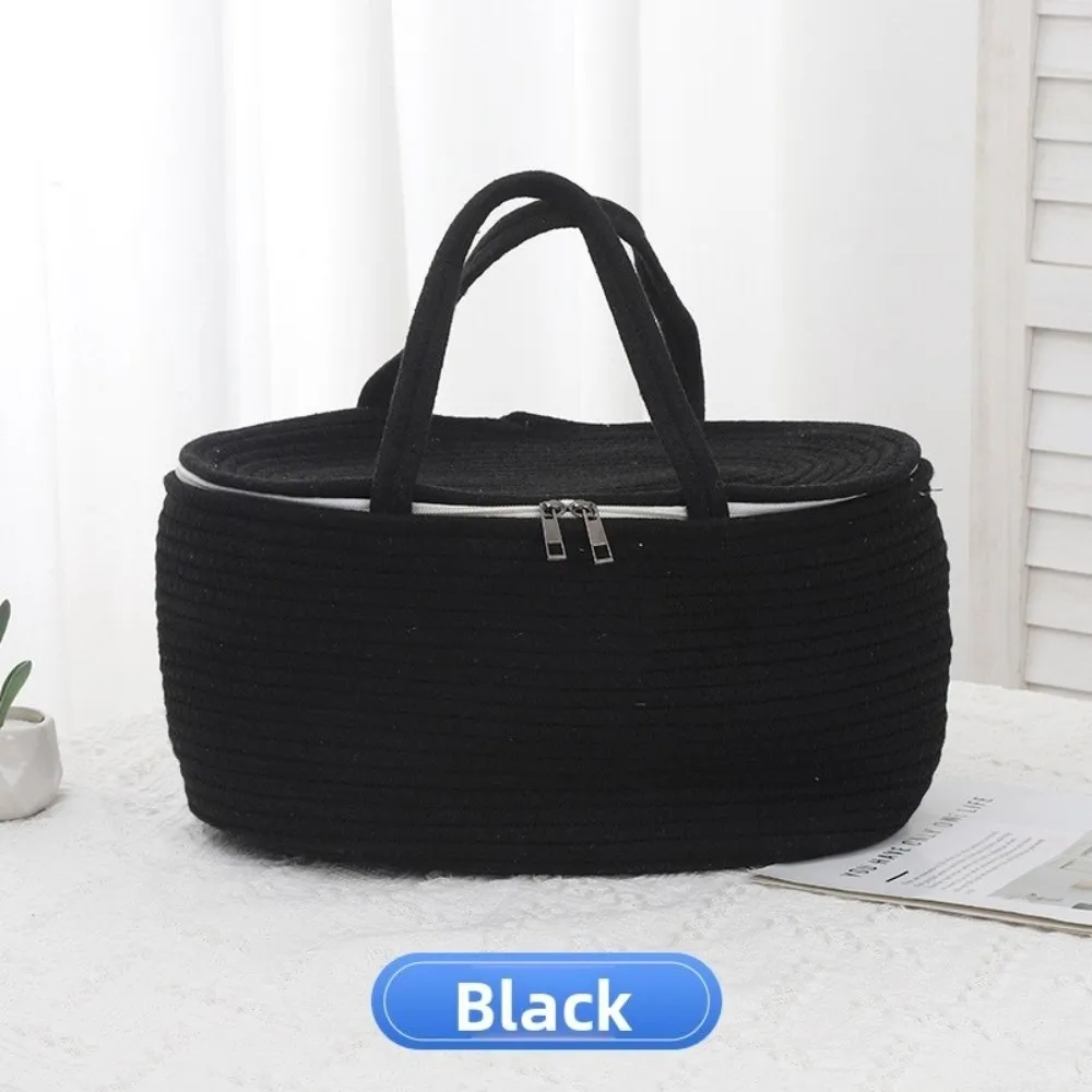 Cotton Thread Rope Mummy Handbag Divided Into Compartments for Diaper/Toy Storage Diaper Storage Basket Large Capacity Tote Bag