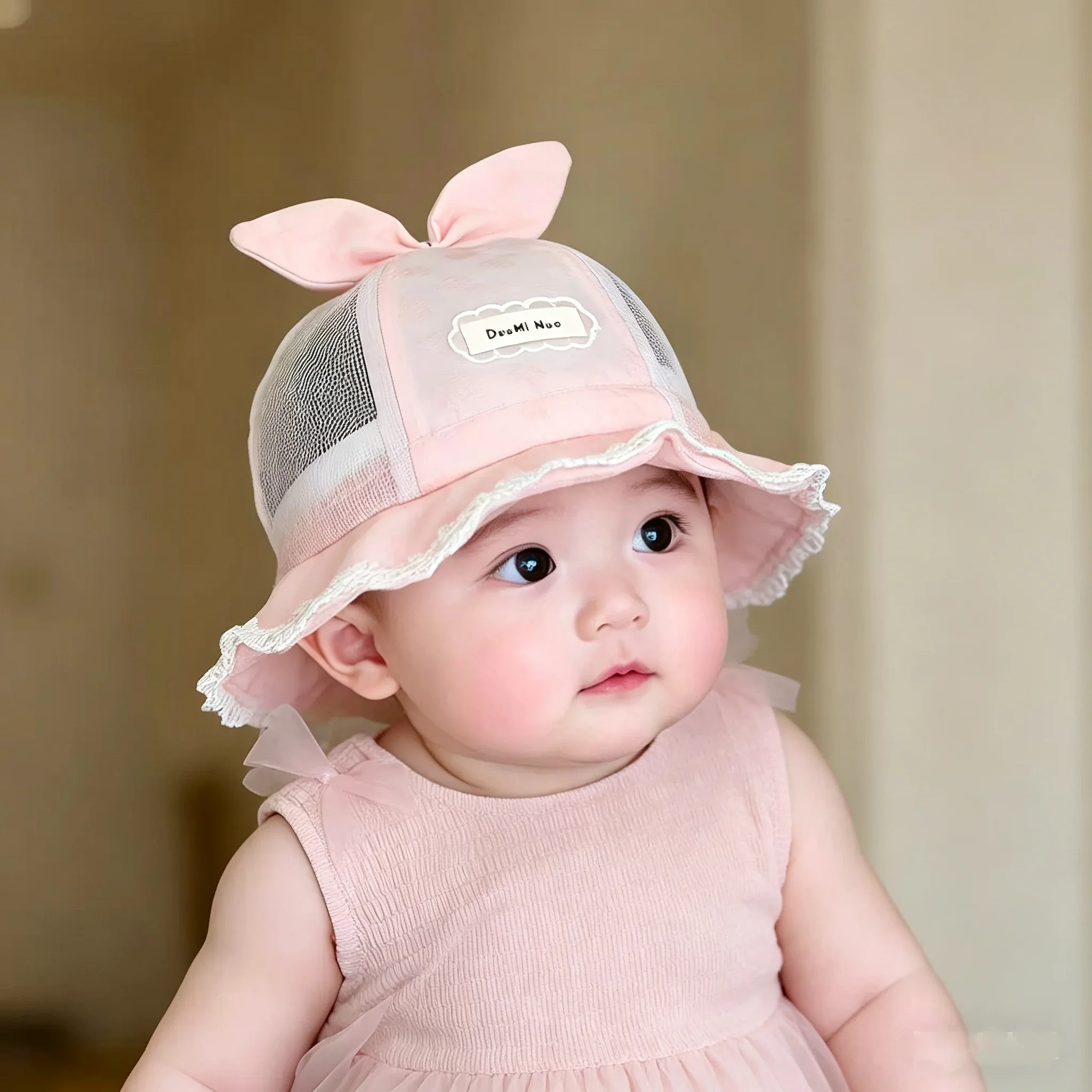 

Korean-style baby lightweight breathable mesh princess fisherman hat for little girls (suitable for infants under 6 months) for