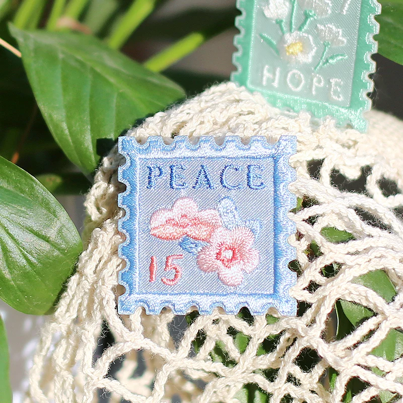 Small fresh stamp embroidery sticker, bag decoration sticker, hand account DIY self-adhesive sticker, scarf, hat cloth sticker.