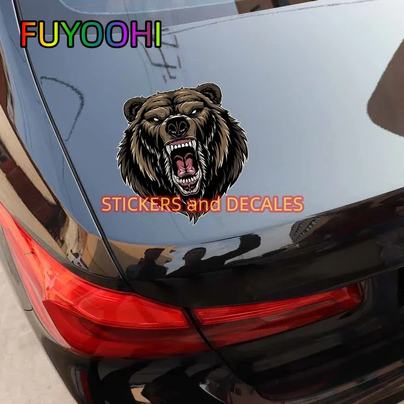 FUYOOHI Car Stickers Make Your Car Roar with Brown Bear Decals - Waterproof & Scratch-Proof for Car, Truck & Laptop!