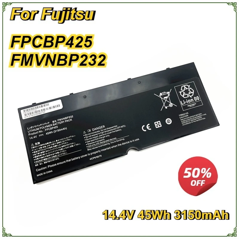 

FMVNBP232 FPCBP425 Laptop Battery for Fujitsu Lifebook U745 T935 T904U FPB0315S 14.4V 45Wh 3150mAh Bateria Notebook