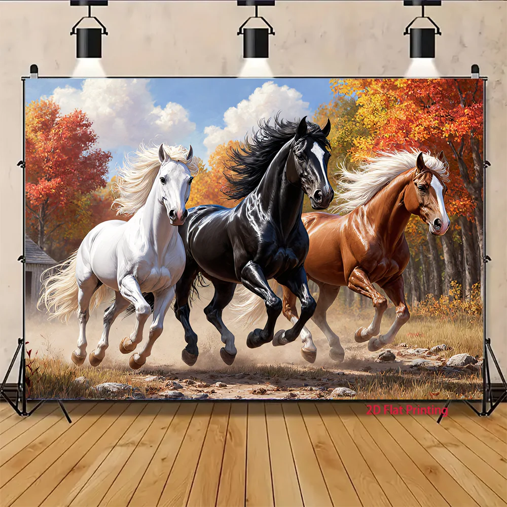 Rustic Horse Tapestry Wall Art Decor Canvas Print Equestrian Wildlife Picture for Living Room Home Decoration