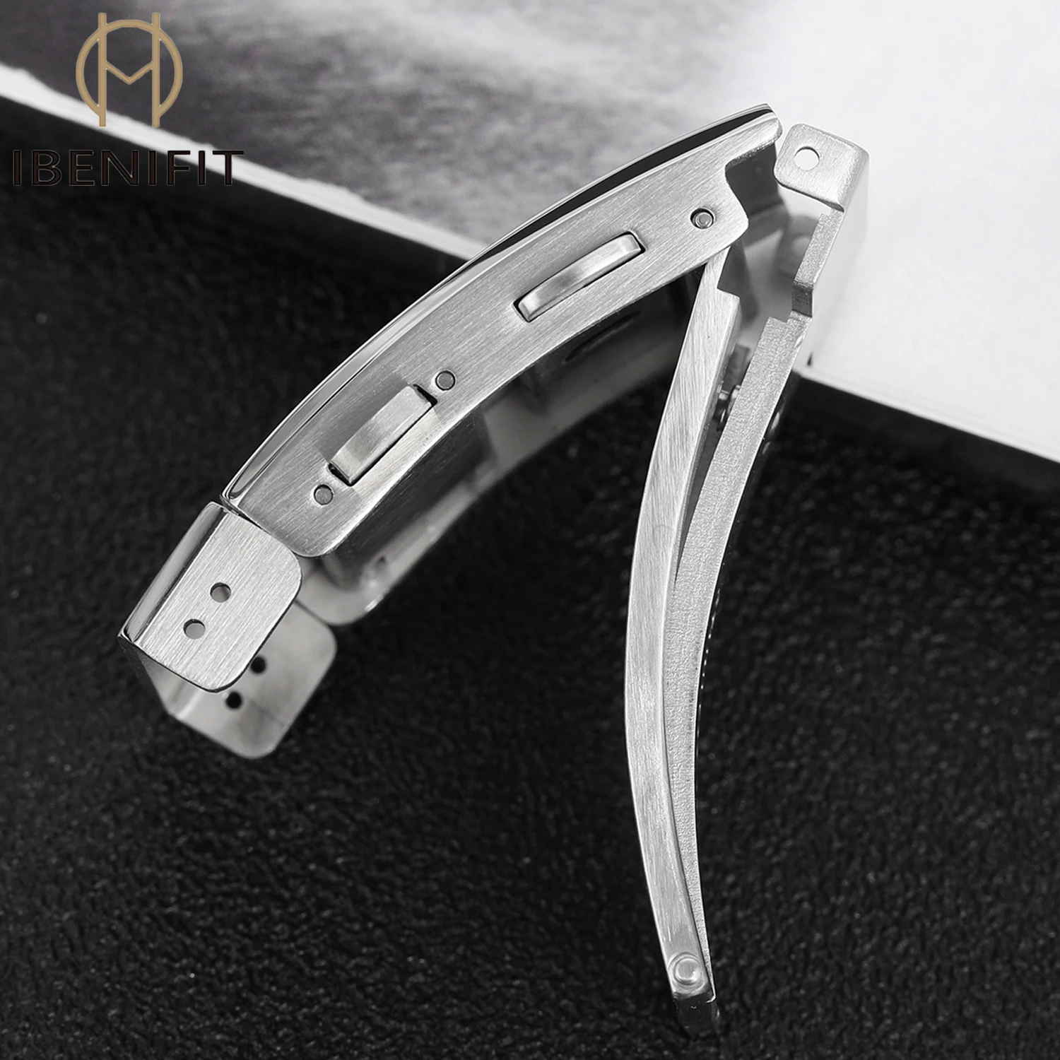 18mm 20mm 22mm 316L Solid Stainless Steel Watch Clasp Extendable Adjustable Folding Watch Buckle Premium Metal Silver Buckle