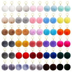 Wholesale 100/50/20 Pcs Pom Fluffy Key Rings Pet Tag Dog Plush Charm Keyring Faux Fur Keychain Ball For Women Girls Gift Pendant
