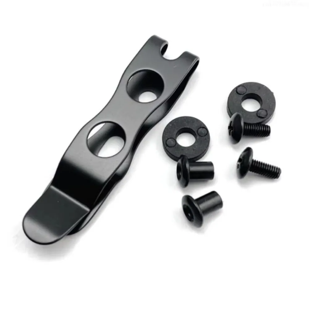Portable Knife Belt Pocket Clip Hardware Kit, Black Steel Carry Clip for EDC Knife Repair & Upgrade