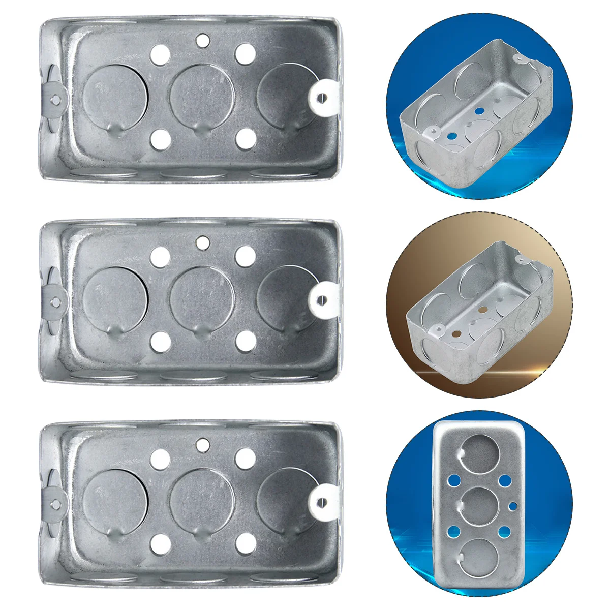 3 قطع صندوق توصيل مفتاح الجدار معدني خفيف الوزن ومتين ومقاوم للاهتراء وسهل التركيب وحافظة توصيل مقبس الحائط الداخلي