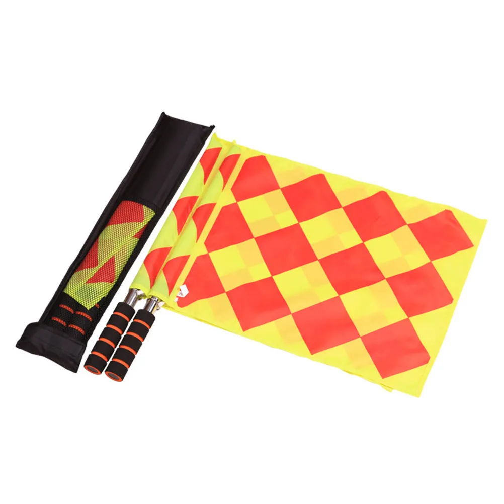 2Pcs Football Judge Flag Durable Waterproof Oxford Cloth Lightweight Mini Hand Flag for Football Game Supplies view 5